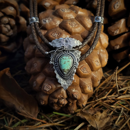 Arrowhead One - Silver & Turquoise Necklace