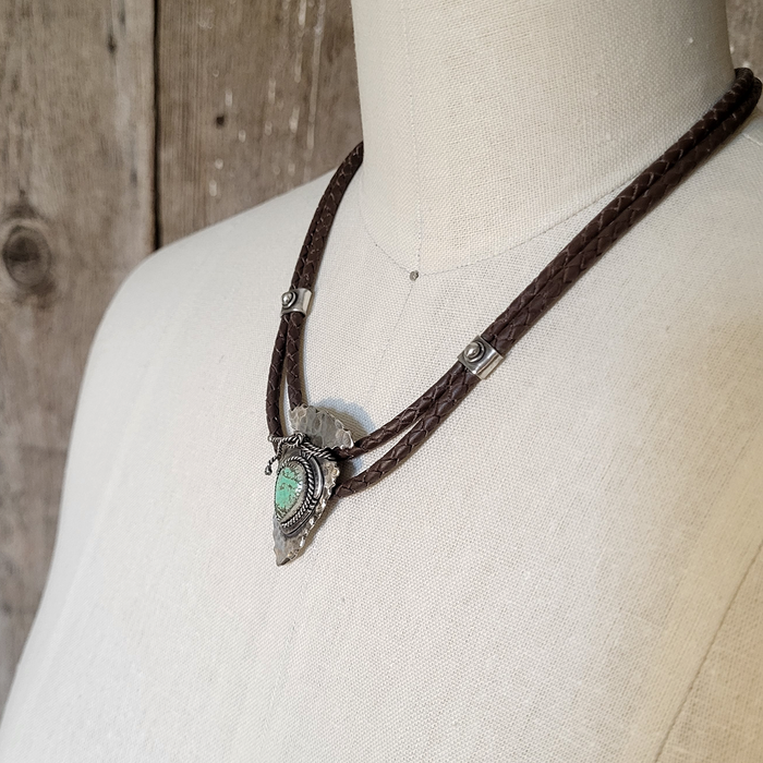 Arrowhead One - Silver & Turquoise Necklace - Side