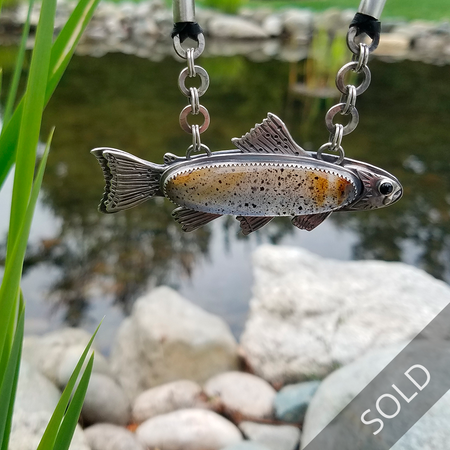 Brown Trout - Silver & Montana Moss Agate Necklace