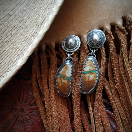 Cowgirl Ribbons - Silver & Royston Ribbon Turquoise Earrings